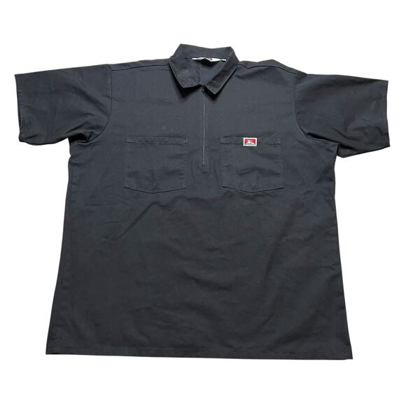 Ben Davis Work Shirt Men's XL Black Half-Zip Short Sleeve Double Pocket Logo Y2K - Picture 3 of 9